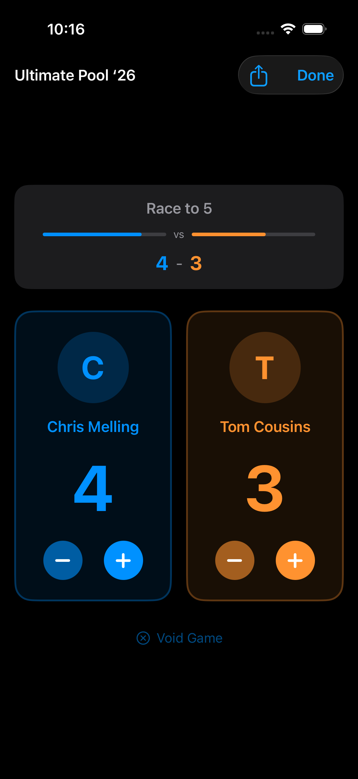 PocketStats scoring interface